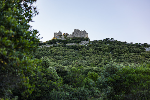 View of the Château de Montferrand at sunset