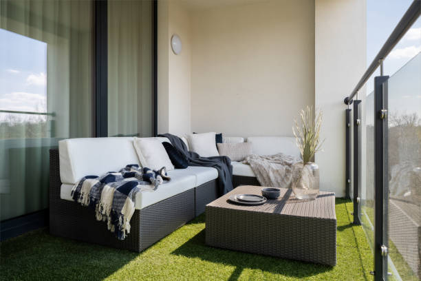 istock Nice balcony with rattan furniture 1326620949