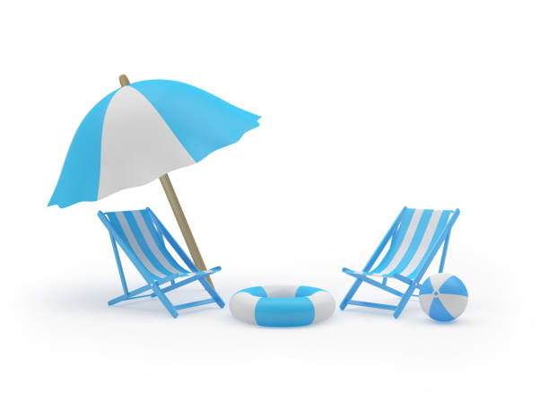 istock Deck chair and lifebuoy under a beach umbrella 1326622592