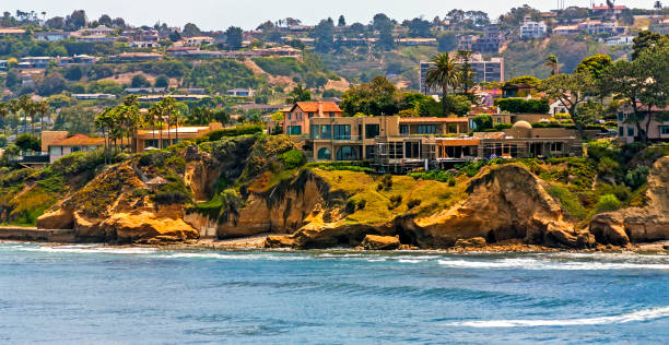 The view of La Jolla. The view of homes,water and coastal La Jolla, near San Diego,California,United States. la jolla stock pictures, royalty-free photos & images