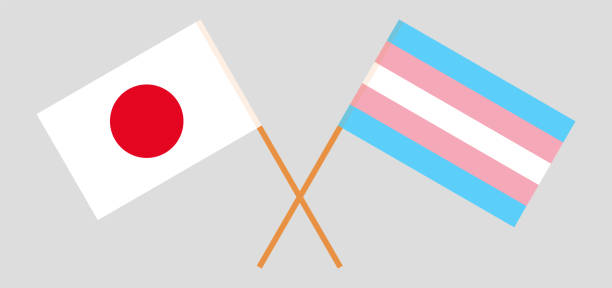 日本とトランスジェンダーの誇りの旗を越えました。公式の色。正しい比率 - drag line点のイラスト素材／クリップアート素材／マンガ素材／アイコン素材