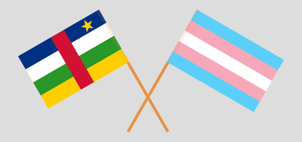 中央アフリカ共和国とトランスジェンダープライドの旗を越えました。公式の色。正しい比率 - drag line点のイラスト素材／クリップアート素材／マンガ素材／アイコン素材