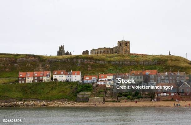 Church Of St Mary Graveyard Whitby Abbey Stock Photo - Download Image Now - Cliff, Brick, Chimney