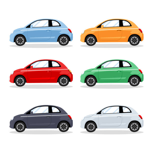 istock Collection of mini car cartoon flat vector illustration 1326629779
