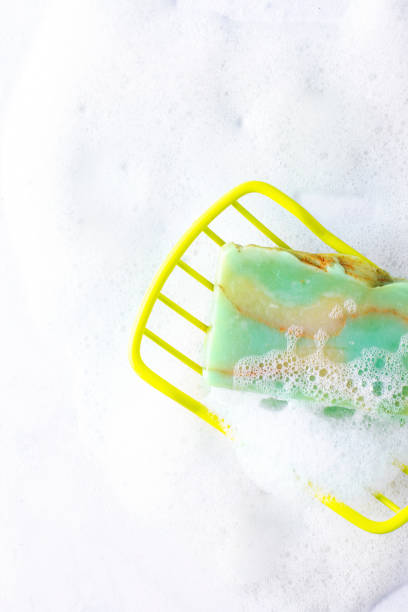 istock Cosmetic soap for body care on a foam background. 1326631707