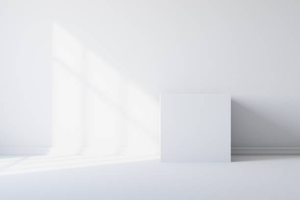 chambre blanche avec ombre de la lumière de la fenêtre. rendu 3d - building activity home decorating architecture three dimensional shape photos et images de collection