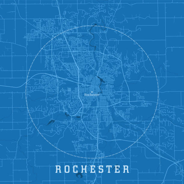 Rochester MN City Vector Road Map Blue Text Rochester MN City Vector Road Map Blue Text. All source data is in the public domain. U.S. Census Bureau Census Tiger. Used Layers: areawater, linearwater, roads. minnesota map stock illustrations