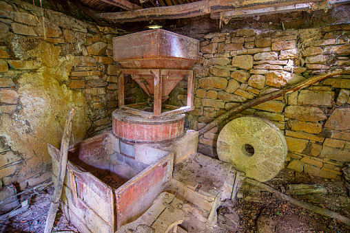 Authentic vintage stone millstones for making flour by hand.