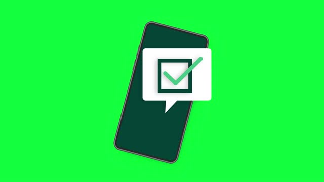 Hand holds phone with secure sign on screen on green background. Motion graphics.