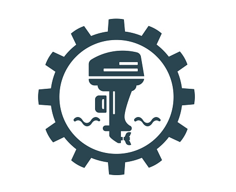 Vector illustration of an outboard motor.