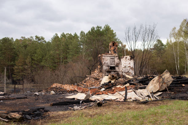istock Destroyed house after the forestfire in the countryside 1326641755