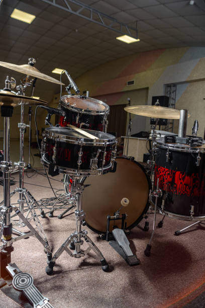istock The drum kit is on the stage at the rehearsal base. 1326644275