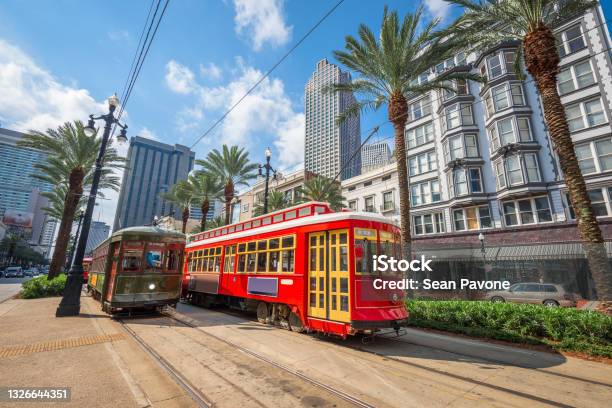 New Orleans Louisiana Usa Street Cars Stock Photo - Download Image Now - New Orleans, Cable Car, Bourbon Street - New Orleans