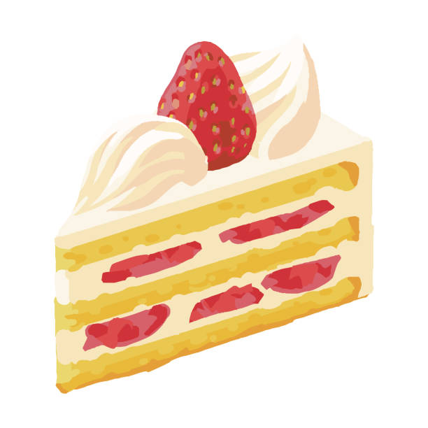 bildbanksillustrationer, clip art samt tecknat material och ikoner med strawberry shortcake.isometric colorful illustration. - strawberry cake