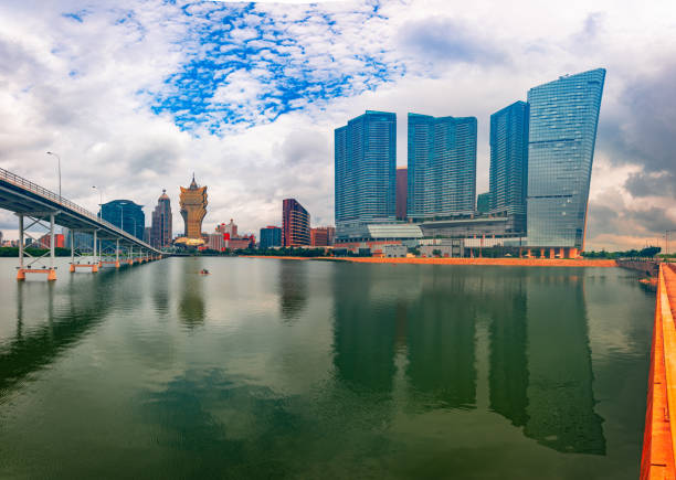 Macau, China cityscape on Nam Van Lake.