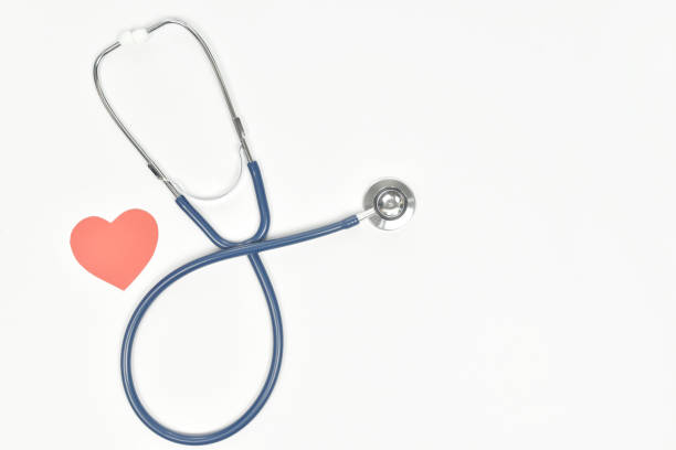 istock Top view of stethoscope and heart shape on white 1326647129