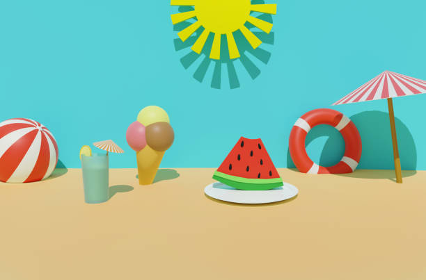 istock 3D render of summertime beach with sea 1326649476