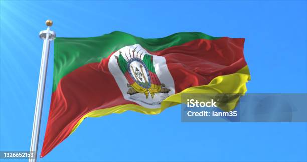 Rio Grande Do Sul State Flag Brazil Stock Photo - Download Image Now - Rio Grande do Sul State, Porto Alegre, Banderole