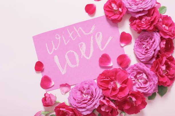 istock roses on  pink background with  declaration of love 1326654424