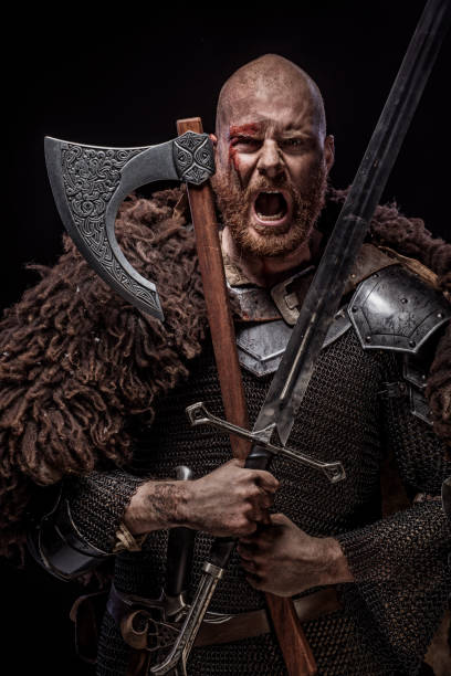 istock Bloody Viking warrior in studio shot 1326656214