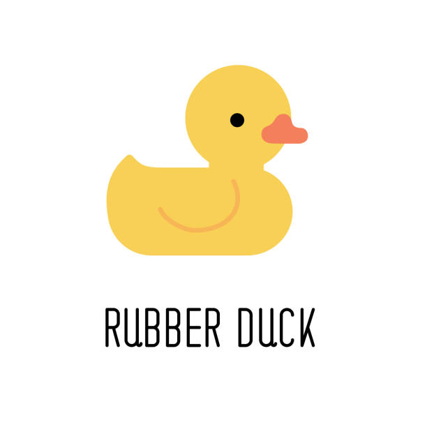 Yellow rubber duck toy, bath toy. Vector illustration vector art illustration