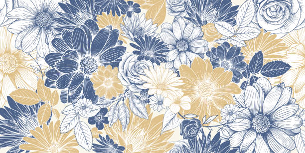 플로럴 패턴 배경 - floral pattern decor art backgrounds stock illustrations