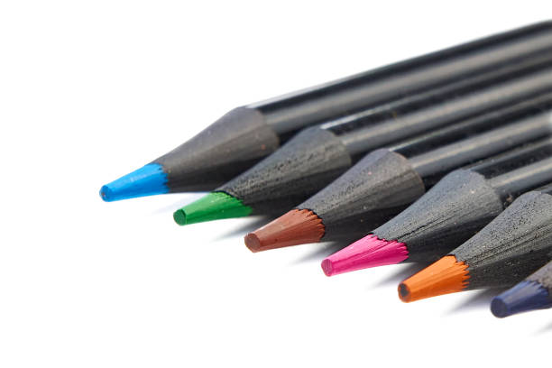 istock Colored pencils lying diagonally on white background. 1326666761