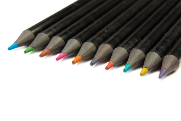 istock Colored pencils lying diagonally on white background. 1326666773