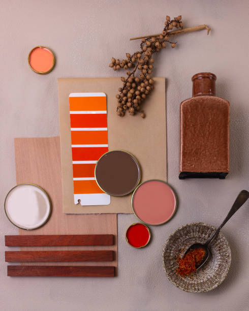 Color palette mood board for interior design and decor