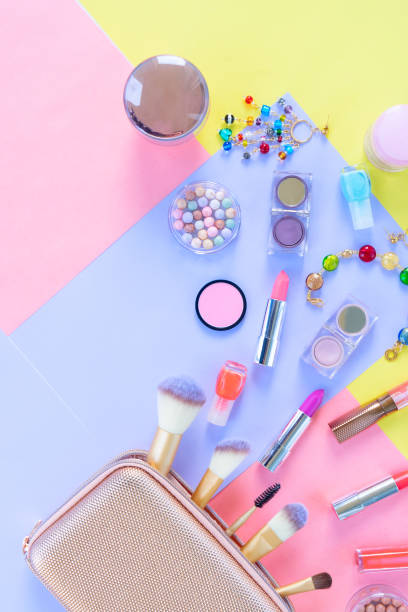 istock Colorful make up flat lay scene 1326673172