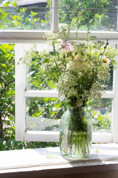 istock Bouquet of wild flowers on windowsill. 1326676165
