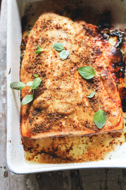 istock Baked salmon with mustard and oregano 1326677369