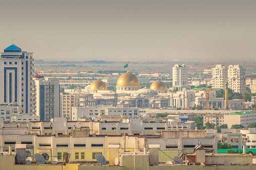 Cityscape of downtown Ashgabat Turkmenistan