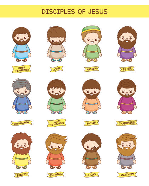 disciples of Jesus cartoon disciples of Jesus cartoon set. vector illustration apostle stock illustrations