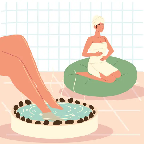Vector illustration of woman legs relaxing