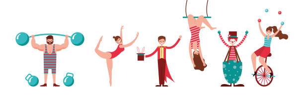 zirkusartisten - women circus acrobat gymnastics stock-grafiken, -clipart, -cartoons und -symbole