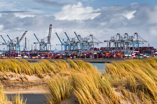 Large oil tanker ship - port of Rotterdam - Maasvlakte