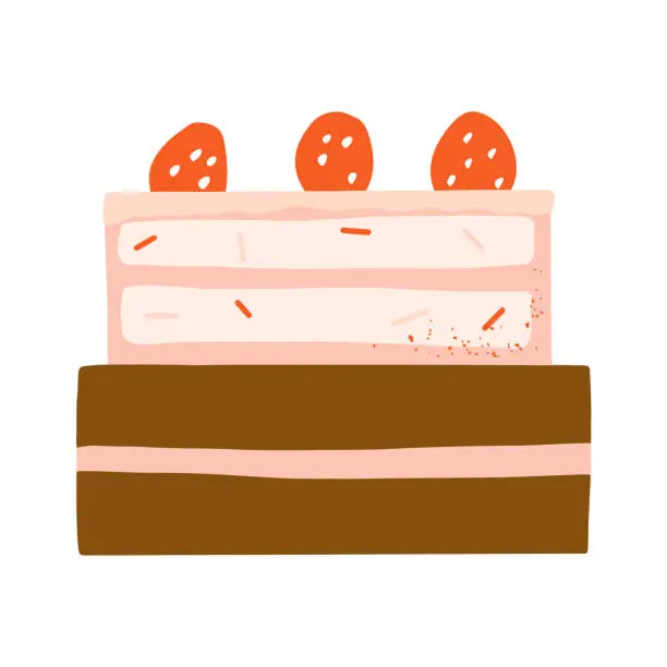 Vector illustration of Party Cake with Abstract Strawberry Toppings Vector Illustration
