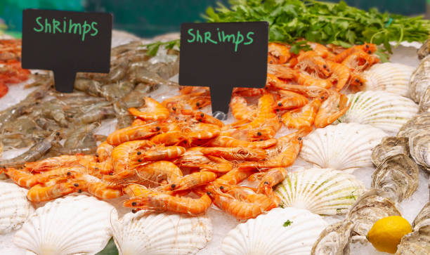 istock Fresh seafood in ice on the counter 1326722230