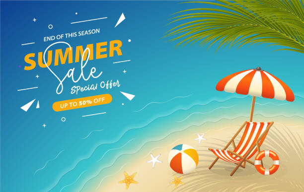 End of season summer sale banner End of season summer sale banner endland stock illustrations