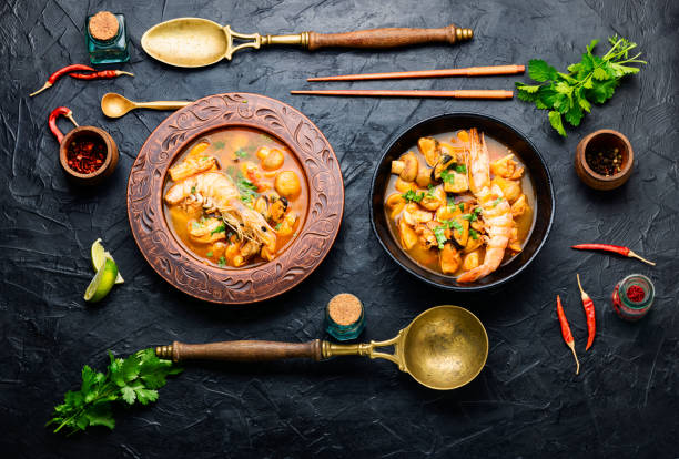 istock Thai tom yum soup with shrimp,top view 1326732567
