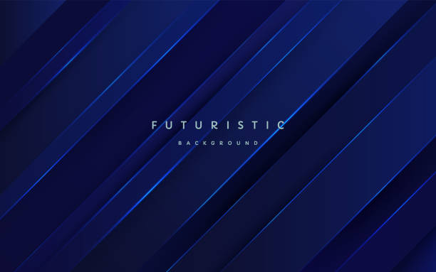 Abstract technology futuristic dark blue overlap layers background with glowing neon light blue striped lines. Vector EPS10 Abstract technology futuristic dark blue overlap layers background with glowing neon light blue striped lines. Vector EPS10 lightning backgrounds stock illustrations
