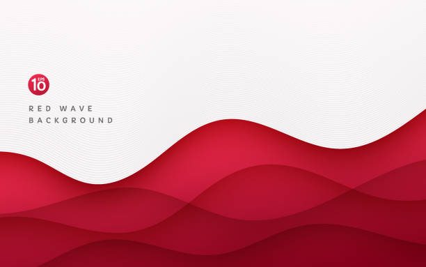 ilustrações de stock, clip art, desenhos animados e ícones de abstract red layers wavy shape on white background with line wave texture. modern and minimal curve pattern design. you can use for cover, brochure templates, posters, banner web, print ads, etc. - waveform