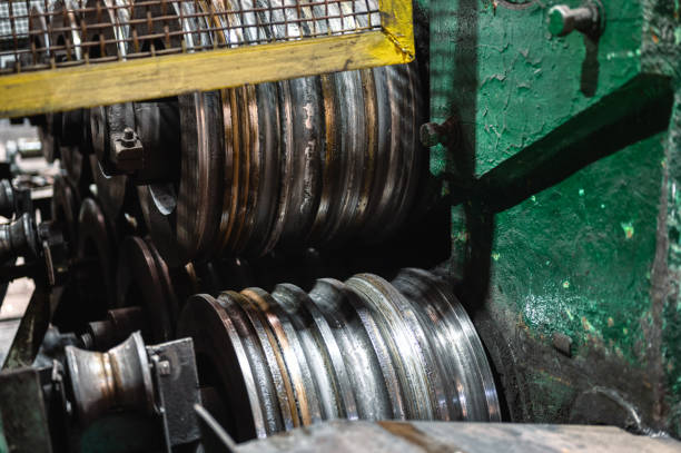 istock Round rolls of a rolling mill for cold rolling of steel 1326745442