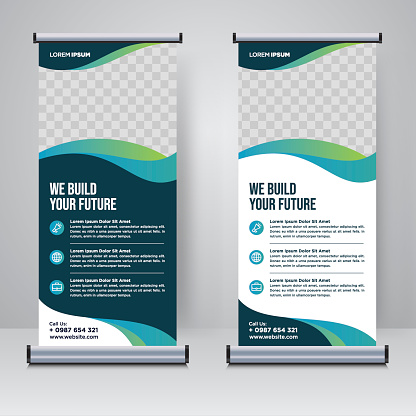 Corporate rollup or X banner design template vector illustration