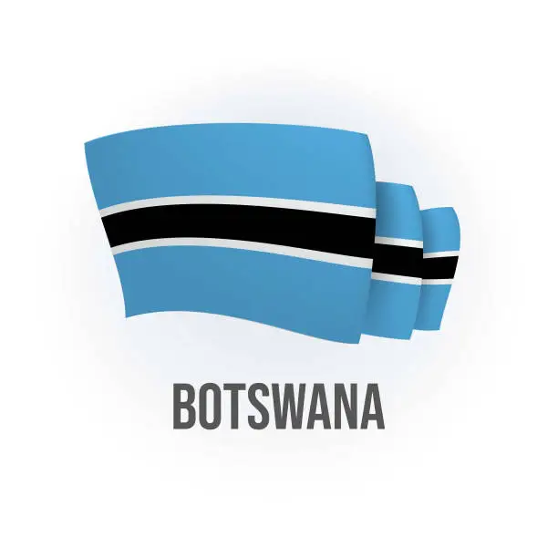 Vector illustration of Vector flag of Botswana. Botswanan waving flag. Vector illustration.