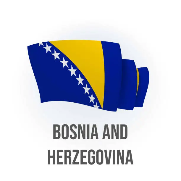 Vector illustration of Vector flag of Bosnia and Herzegovina. Bosnian waving flag. Vector illustration.