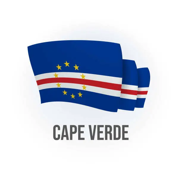 Vector illustration of Vector flag of Cape Verde. Cape Verdean waving flag. Vector illustration.