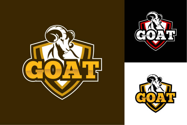 illustrazioni stock, clip art, cartoni animati e icone di tendenza di vettore di design modello logo capra, emblema, concetto di design, simbolo creativo, icona - wild goat