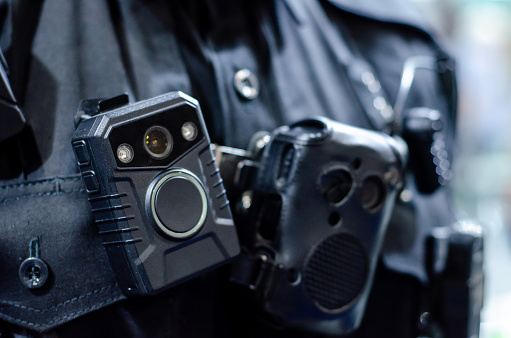 Primer plano de la cámara corporal de la policía photo